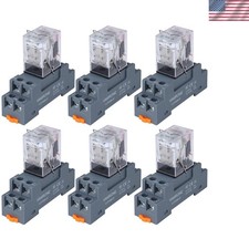 6PCS Electromagnetic Power Relay, 8-Pin 10 AMP 24V AC Relay Coil with Socket ...