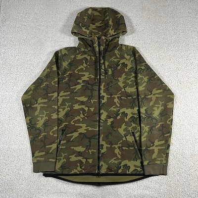 Nike Tech Fleece Hoodie Mens L Camo Green Full Zip Jacket Windrunner Outdoor