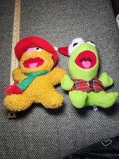 Muppet Holiday Plush Toys - Green Kermit and Yellow Fozzie Set Vintage McD