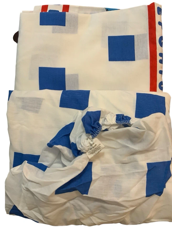 Juego de sábanas planas y funda de almohada vintage Stevens Sesame Street ABC The Muppets Foto 3 de 4