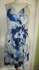 WOMENS DRESS BLUE MIX JERSEY FITS A UK SIZE 14 STRAPPY MOCK WRAP BY STYLEWORLD
