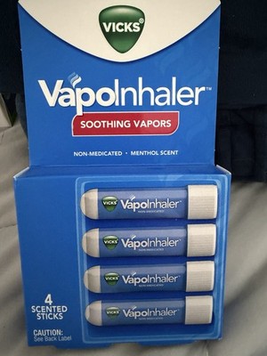 Vicks VapoInhaler Menthol Nasal Inhaler Non Medicated 4 Pack Portable