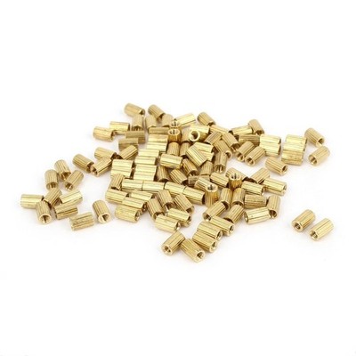 100 Pcs Female Threaded Pillars Brass Standoff Spacer Gold Tone M2x4mm  #iv