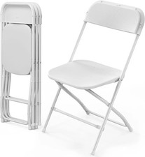 White Folding Chairs 4 Pack Heavy Duty 350lb Portable Indoor Outdoor Seat