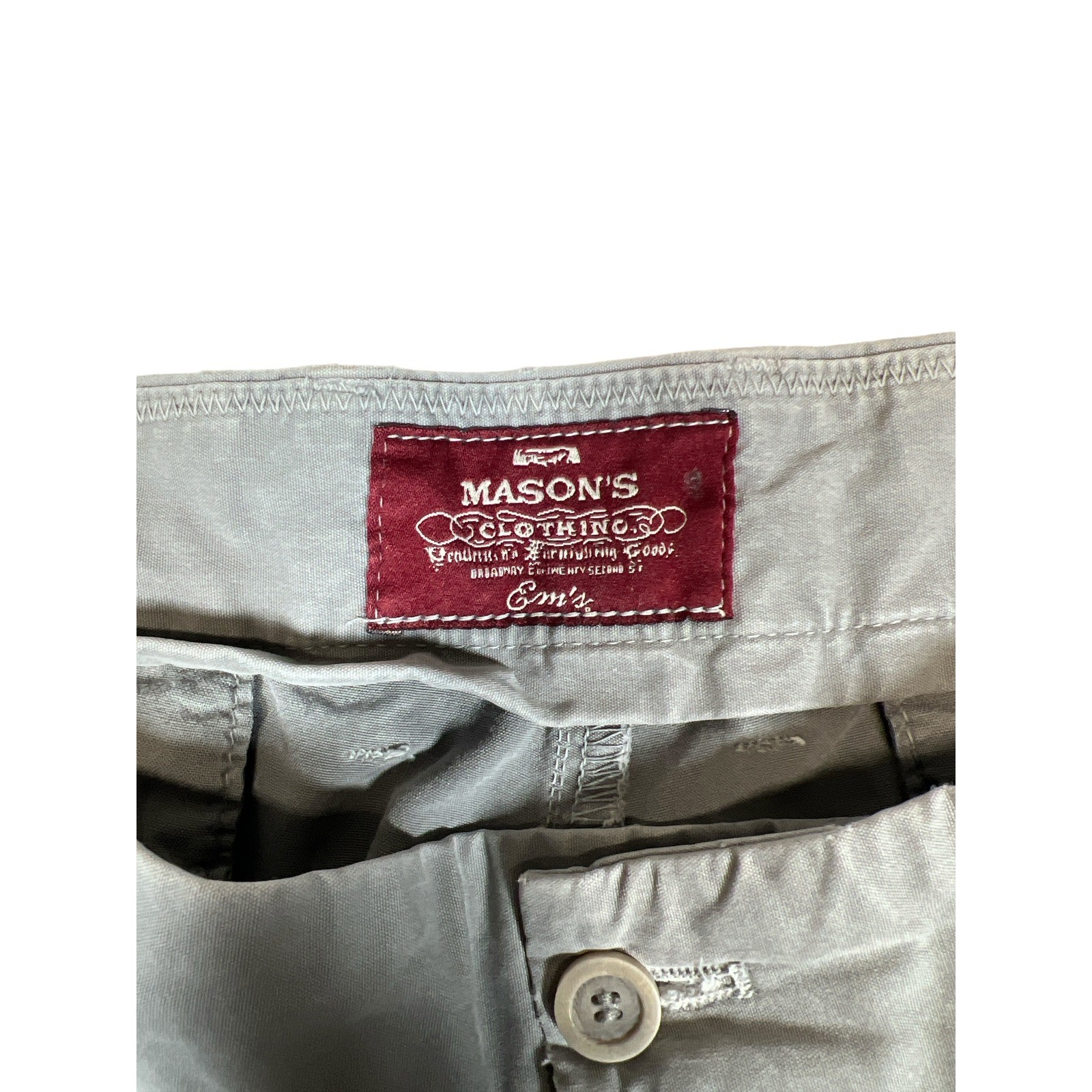 Mason's Em's of Mason's Gray Cotton Chino Pants Men's 35W Straight Fit Italy