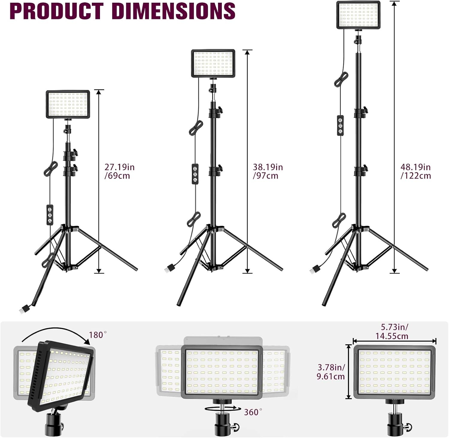 Photography Lighting Kit Dimmable 5600K USB Led Video Studio 9* Color Filters 