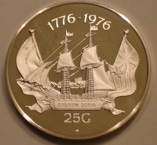 1976 SILVER 25 Gulden of Netherlands Antilles Gem Proof 1.24 oz ASW