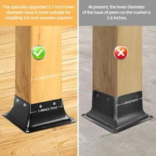 4x4 Post Base 2pc, Inner Size 3.7"x3.7", Heavy Duty Powder-Coated, for Deck R