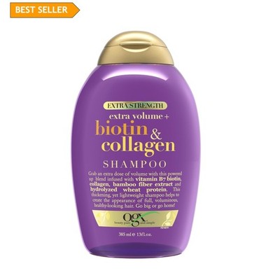 OGX Biotin & Collagen Extra Strength Shampoo - Perfect for Fine Hair, 13 Fl Oz
