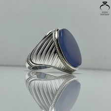 Natural Yemeni Aqeeq Ring Purple Agate Unique Silver Men’s Design Jewelry