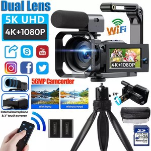 5K Camcorder Video Camera 56MP Dual Lens WiFi Night Vision YouTube Vlogging Cam