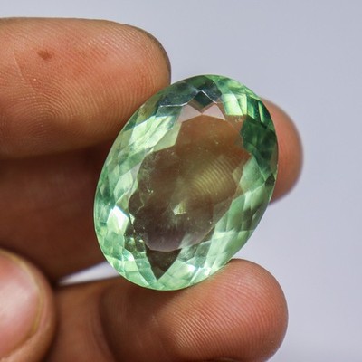Natural Green Fluorite Oval Cut 28x21mm 55.00ct Faceted Loose Stone