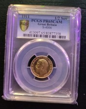 1911 King George V Half Proof Sovereign. PCGS PR65CAM Uber Rare.