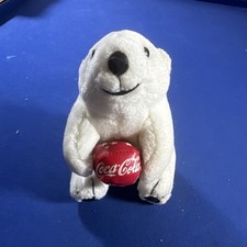 Coca-Cola Polar Bear Stuffed Animal Holding Coke Ball 8  Toy
