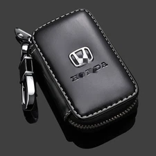 Genuine Leather Car Key Case Bag Keychain Remote Key Fob Cover for Honda New