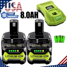 1-6PACK For RYOBI P108 8000mAh High Capacity Battery/Charger/Lamp 18VOLT Li-ion