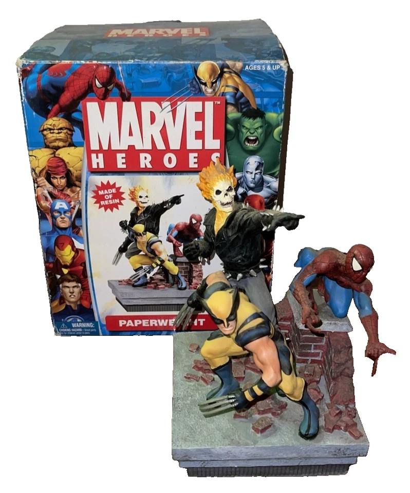 NUEVO** MARVEL HEROES~PISAPAPELES RESINA 8"~WOLVERINE~SPIDERMAN~GHOST RIDER~ROOFTOP Foto 3 de 4