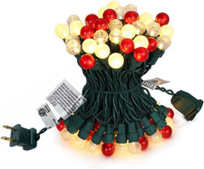 Red and White Christmas Lights Outdoor G15 Pearlized Glass 70 LED 19FT Mini Glob
