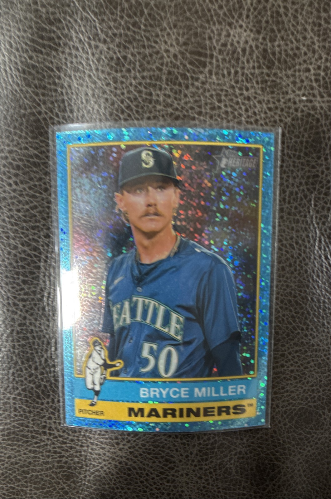 2025 Topps Heritage - Bryce Miller #107 Chrome Light Blue Sparkle Refractor