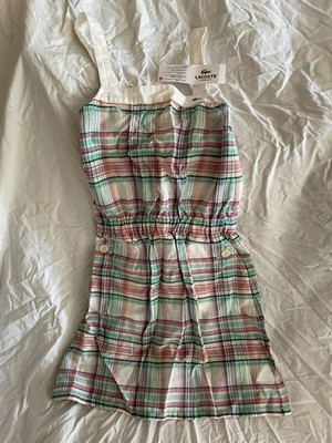 Girls' Lacoste Cotton Plaid Dress Size 6 YR -- New With Tags