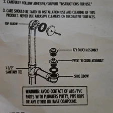 Chrome Plated EZY TOUCH Foot/Toe Control Bath Tub Drain Kit  4933666 Jameco