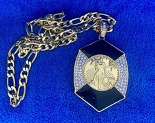 Elvis Style Crystal Last Concert Pendant With 22 Inch Curb Chain