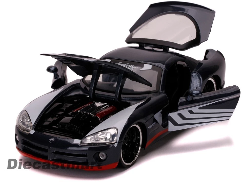 Jada 1:24 Hollywood Rides 2008 Dodge Viper W Figures Venom 31750 Spider Man - Image 4 of 4