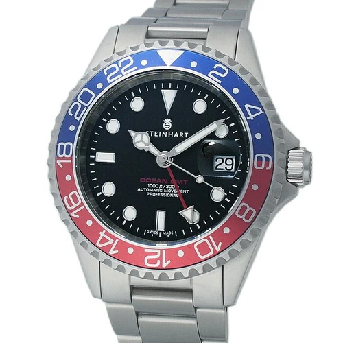 Steinhart Ocean 1 GMT 103-0835 Men's Automatic Wristwatches Black Stainless