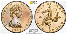 MS66 1978-PM Isle of Man 1 Pound, PCGS Trueview- Nicely Toned