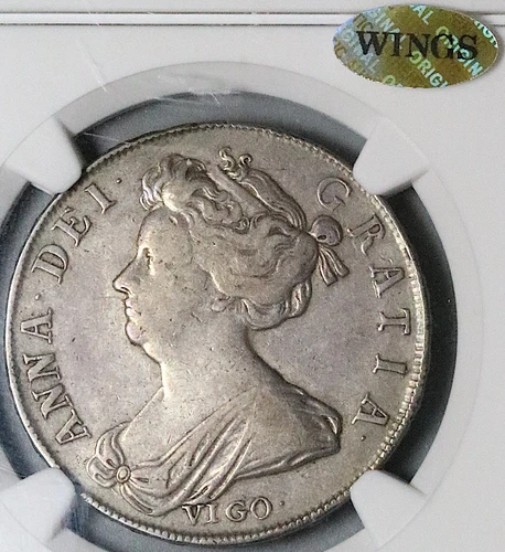 1703 NGC VF 35 Anne Vigo 1/2 Crown Great Britain England Treasure Coin 24053101C