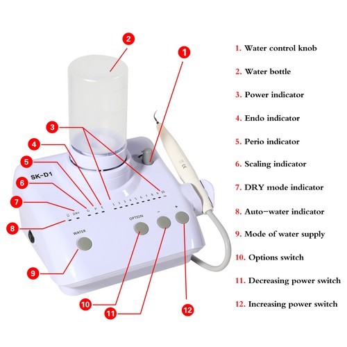 Portable Dental Ultrasonic Piezo Scaler for DTE SATELEC / 6*SANDENT Handpiece - Afbeelding 6 van 16