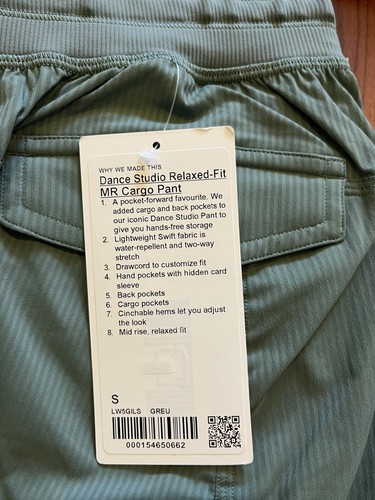 Lululemon Womens Small Dance Studio Relaxed-Fit Mid-Rise Cargo Pants Light Green