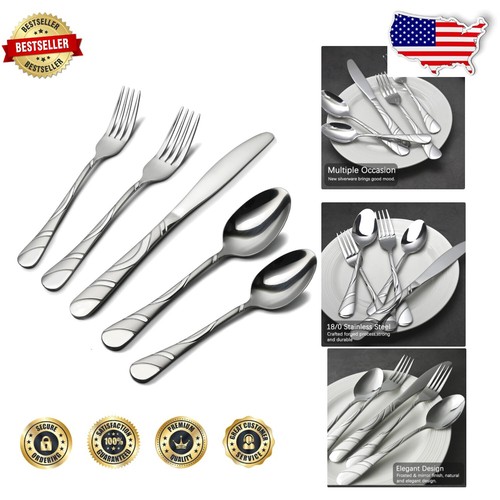 Modern 18/0 Stainless Steel Silverware Set for 8 - Perfect for Events & Weddings