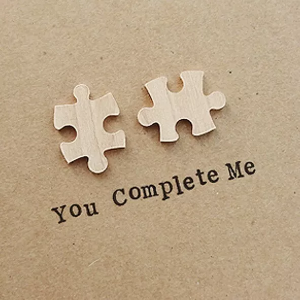 You Complete Me Metallic Puzzle Pieces Card