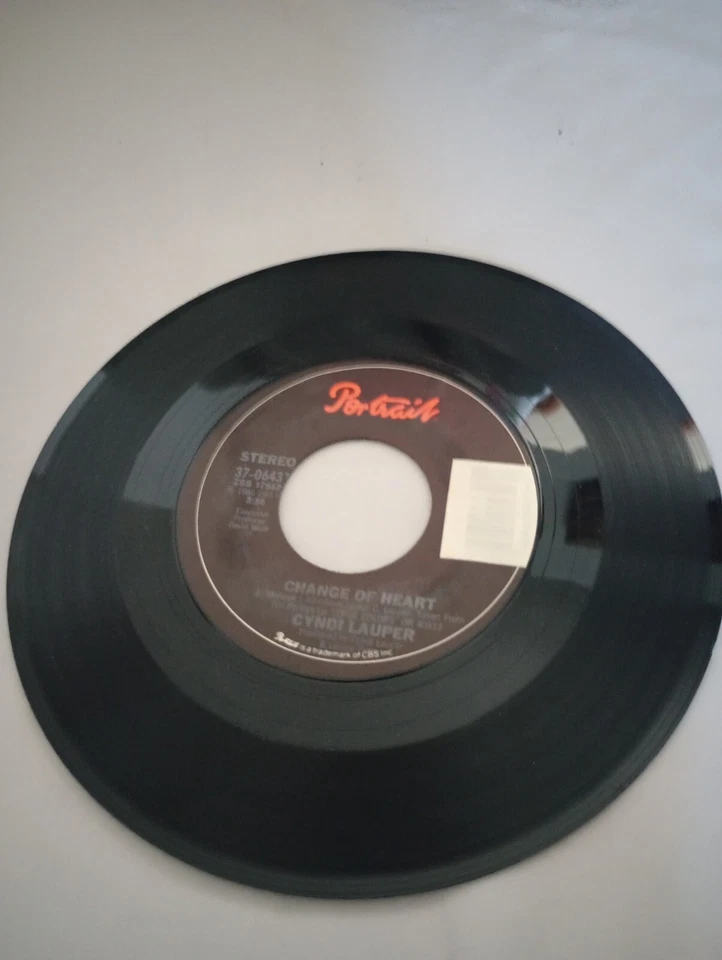 1986 Cyndi Lauper Record  7” 45 “Change of Heart" PROMO PROMOTIONAL Paper Sleeve - Image 4 of 4
