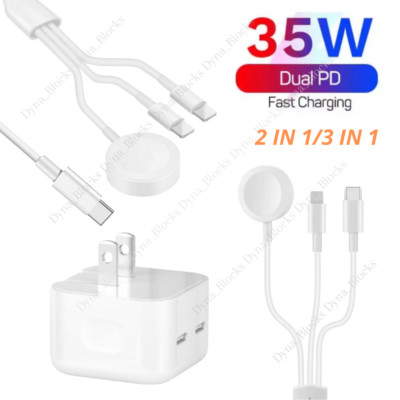 35W Magnetic Charger 3 In 1 Cable For Apple iWatch iPhone 13 12 11 Pro Max X 7