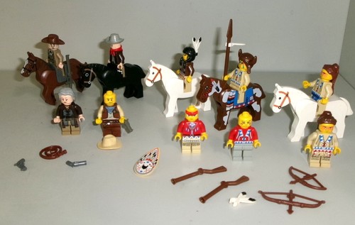 Lego Cowboys and Indians 10 minifigures, horses, weapons