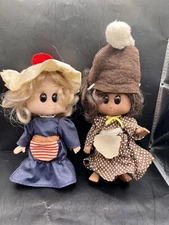 2 Vintage 1980 Phoenix Toys Charlotte Russe Black & White Girl Dolls 5" w Outfit