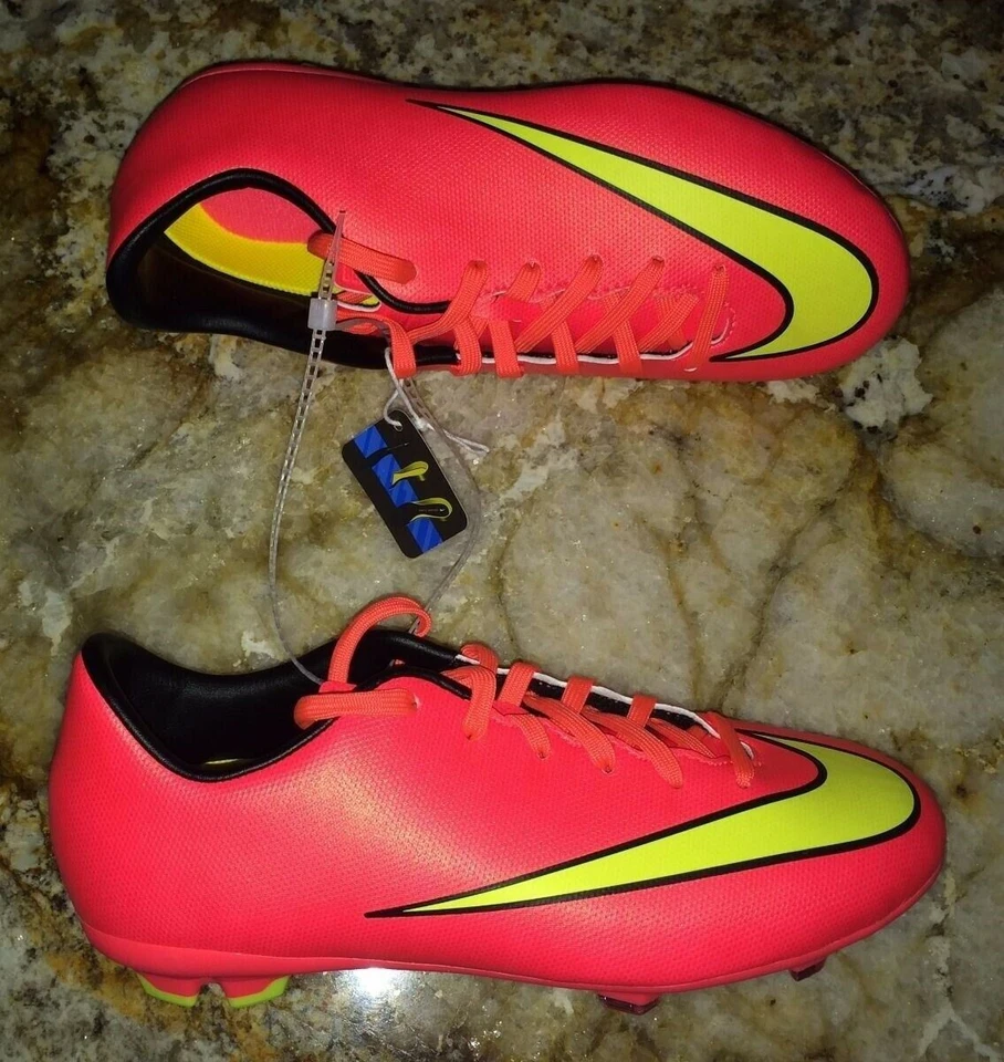NIKE Mercurial Victory V FG Hyper Punch Orange Soccer Cleats NEW Youth Girls 2.5 - Image 2 of 4