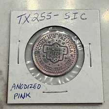 Showbiz Pizza Place Pink Anodized Play Value Token Tx 255
