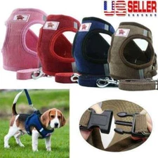 Small Dog Cat Breathable Mesh Harness Vest Collar Chest Strap Leash  Size XS-XL