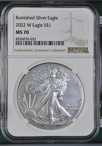 2022 W Burnished Silver Eagle - NGC MS70 Brown Label