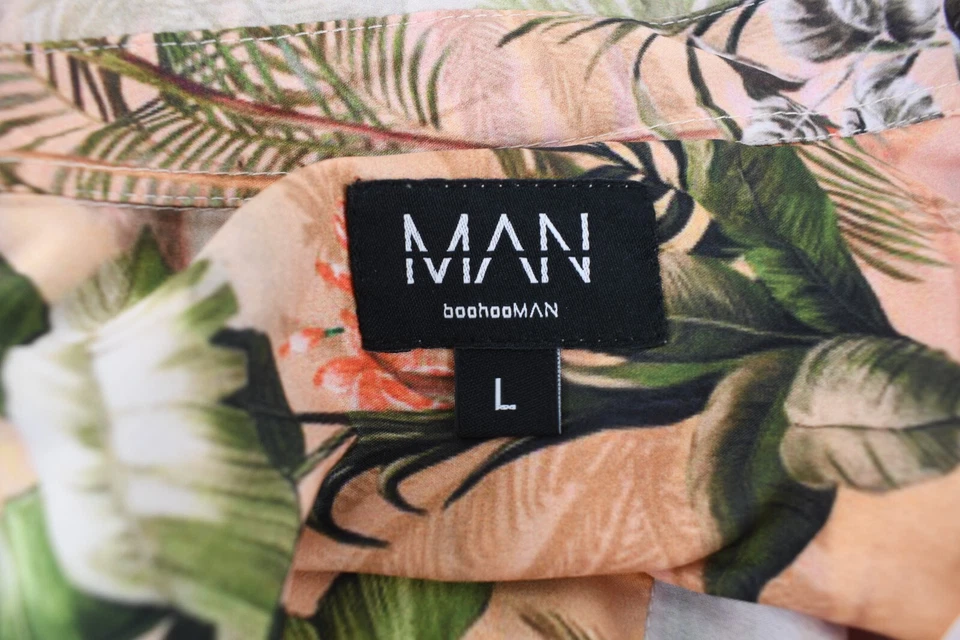 Camisa Boohoo Hombre Floral Manga Larga Abotonada Talla L Foto 3 de 4