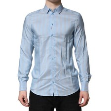 DOLCE & GABBANA Shirt Light Blue MARTINI Striped Formal Dress 38/US15/XS 1200usd