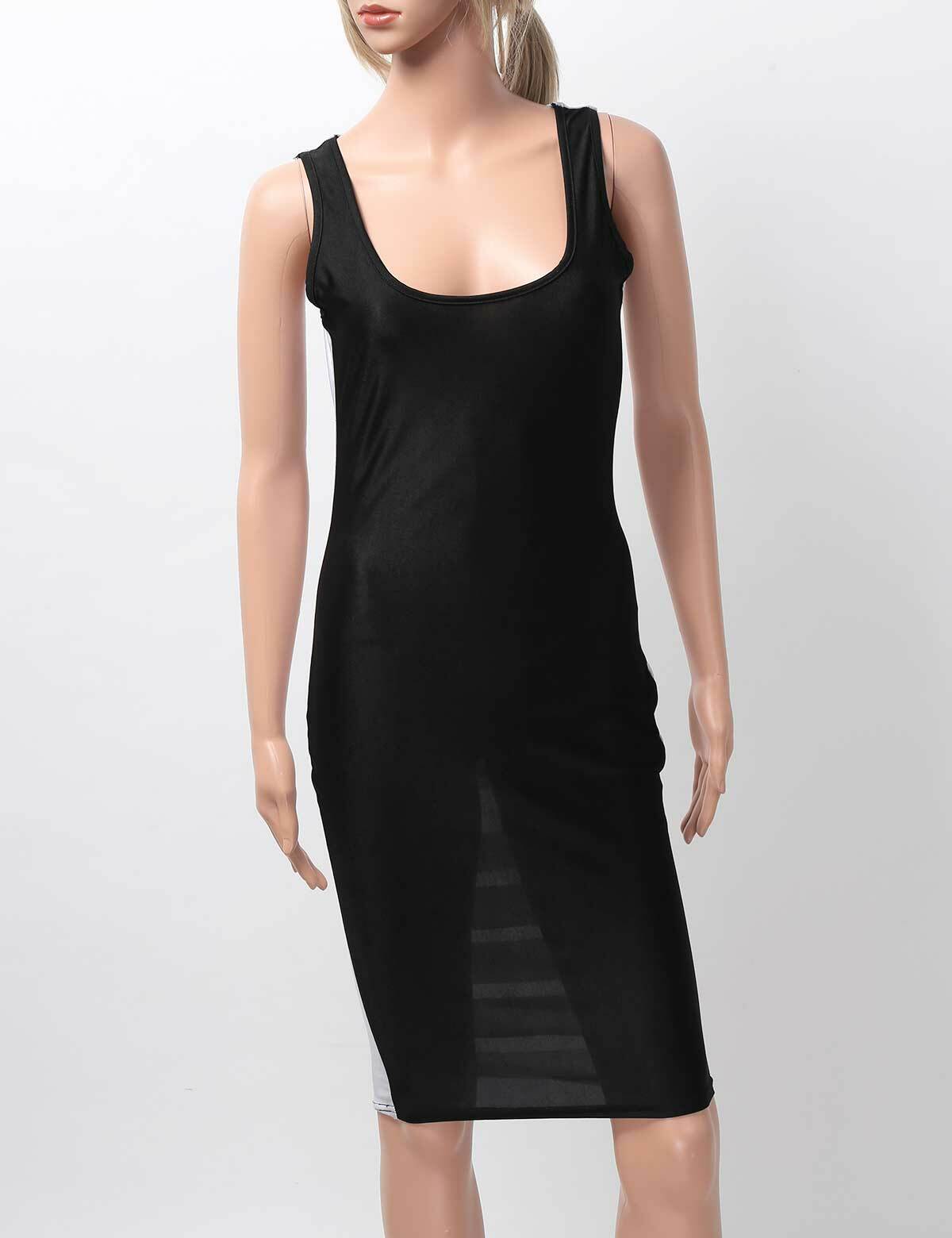 Women's See Through Mesh Bodycon Sleeveless Evening Party Cocktail Long