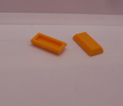 2 Lego Barren orange Zubehör für Figuren Geld Schatz Nugget ( Goldbarren ) Neu