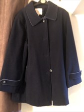 Navy Blue Pure Wool Coat Size 14 Ewm