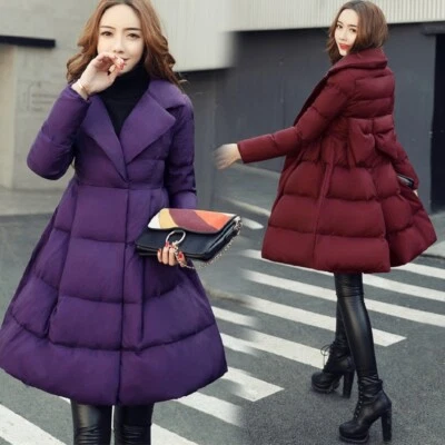 Damen Steppjacke Mantel Swing Schleife Gepolstert Parka Winter Oberbekleidung - Bild 1 von 4