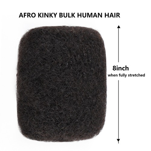 100% Human Hair Kinky Curly Afro Bulk For Dreadlock Extensions - Natural Black - 第 1/11 張圖片