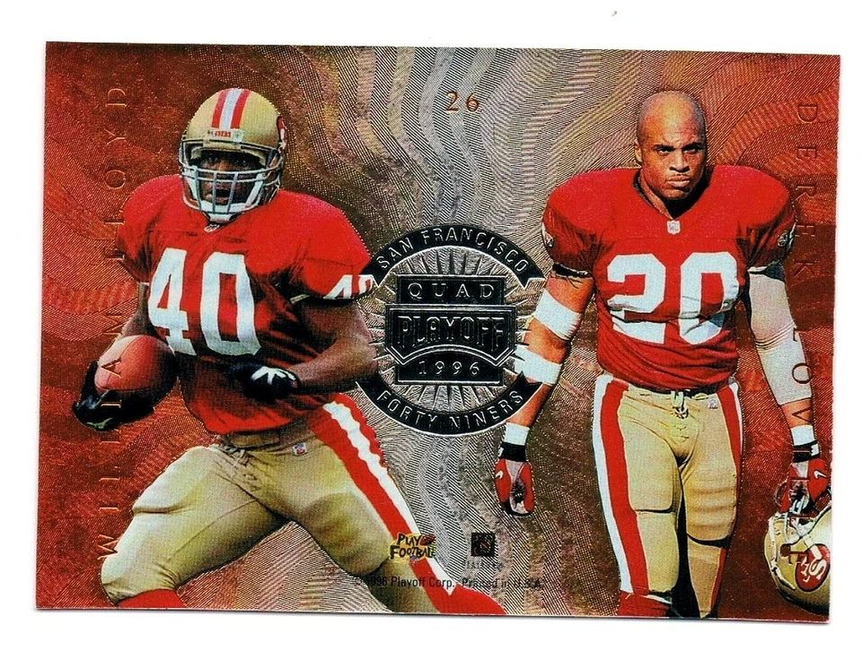 1996 Playoff Absolute Quad Steve Young JJ Stokes Derek Loville William Floyd 49r - Image 2 of 2